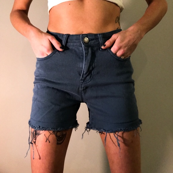 High Rise Blue Shorts - Picture 2 of 3